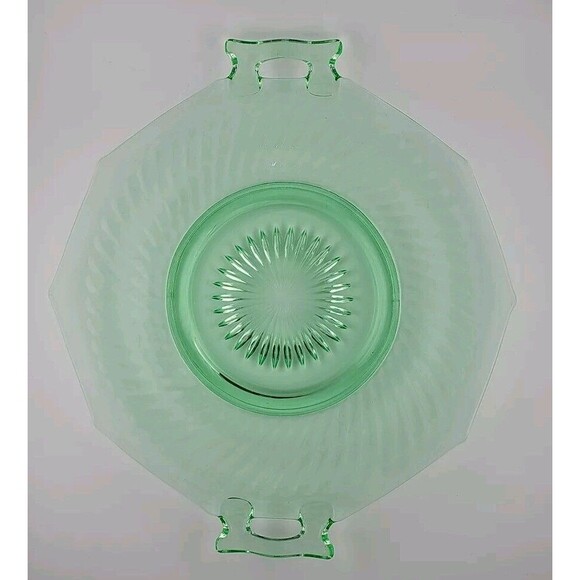 Uranium Glass - Imperial Twisted Optic Cake Plate 11in diameter - Picture 13 of 14